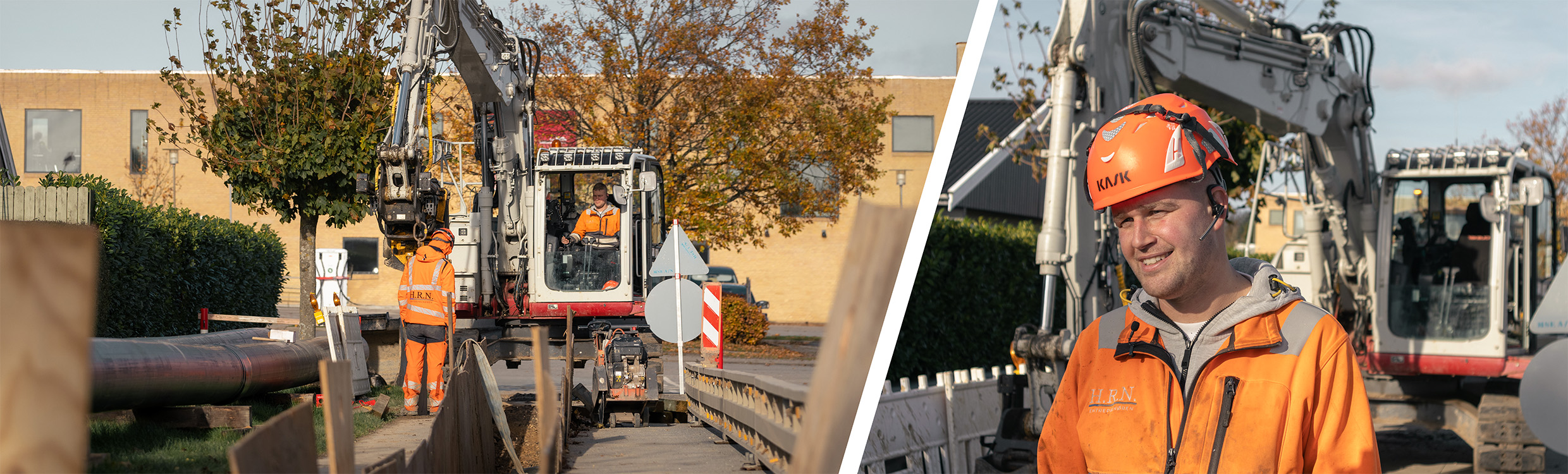 Construction customer in Denmark uses Leica iCON site excavator for pipeline project. 